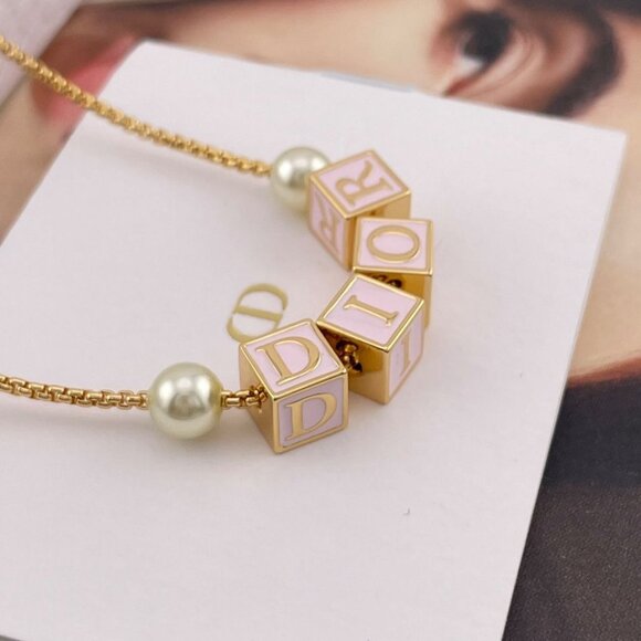 Dior Necklace - D-dice cube pink lacquered necklace - Picture 3 of 5